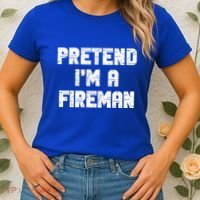 Lazy Easy Pretend I'm Fireman Party Halloween Costume Simple Women's T-Shirt thumb 2