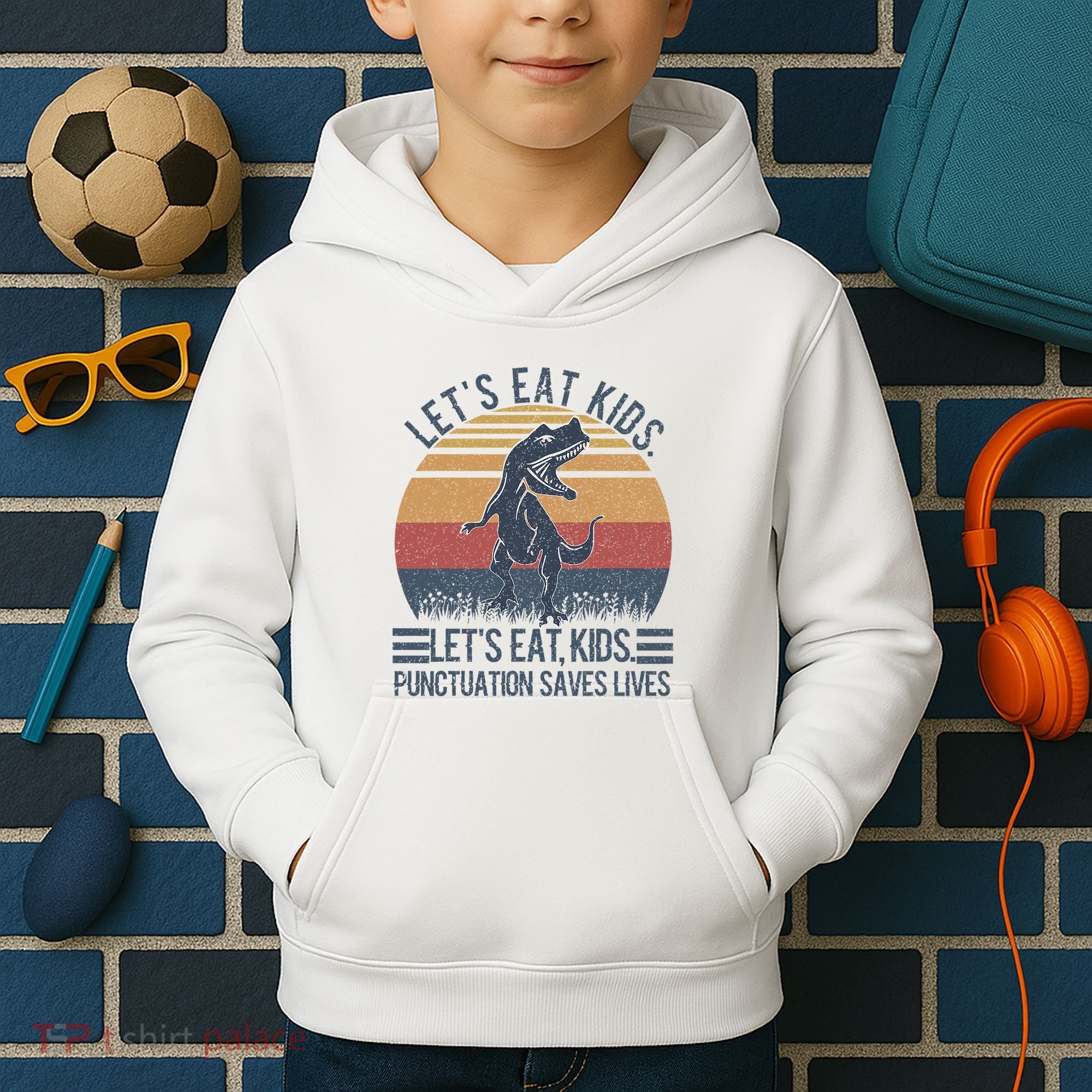 Lets Eat Punctuation Saves Lives Kids Hoodie