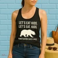 Lets Eat Punctuation Saves Lives Bear Women's Tank Top thumb 2
