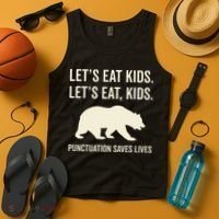 Lets Eat Punctuation Saves Lives Bear Tank Top thumb 4