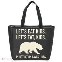 Lets Eat Punctuation Saves Lives Bear Tote Bag thumb 0