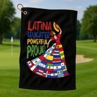 Latina Educated Powerful Proud Empowerment Poderosa Golf Towel thumb 1