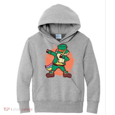 Leprechaun Dabbing Unicorn Kids Hoodie