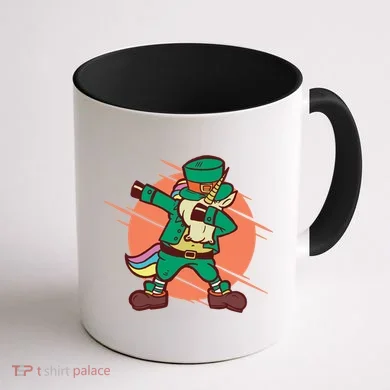 Leprechaun Dabbing Unicorn Coffee Mug back
