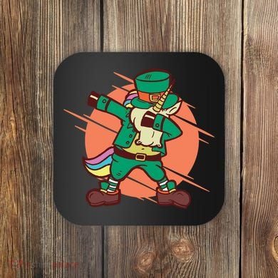 Leprechaun Dabbing Unicorn Coaster