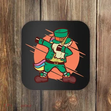 Leprechaun Dabbing Unicorn Coaster