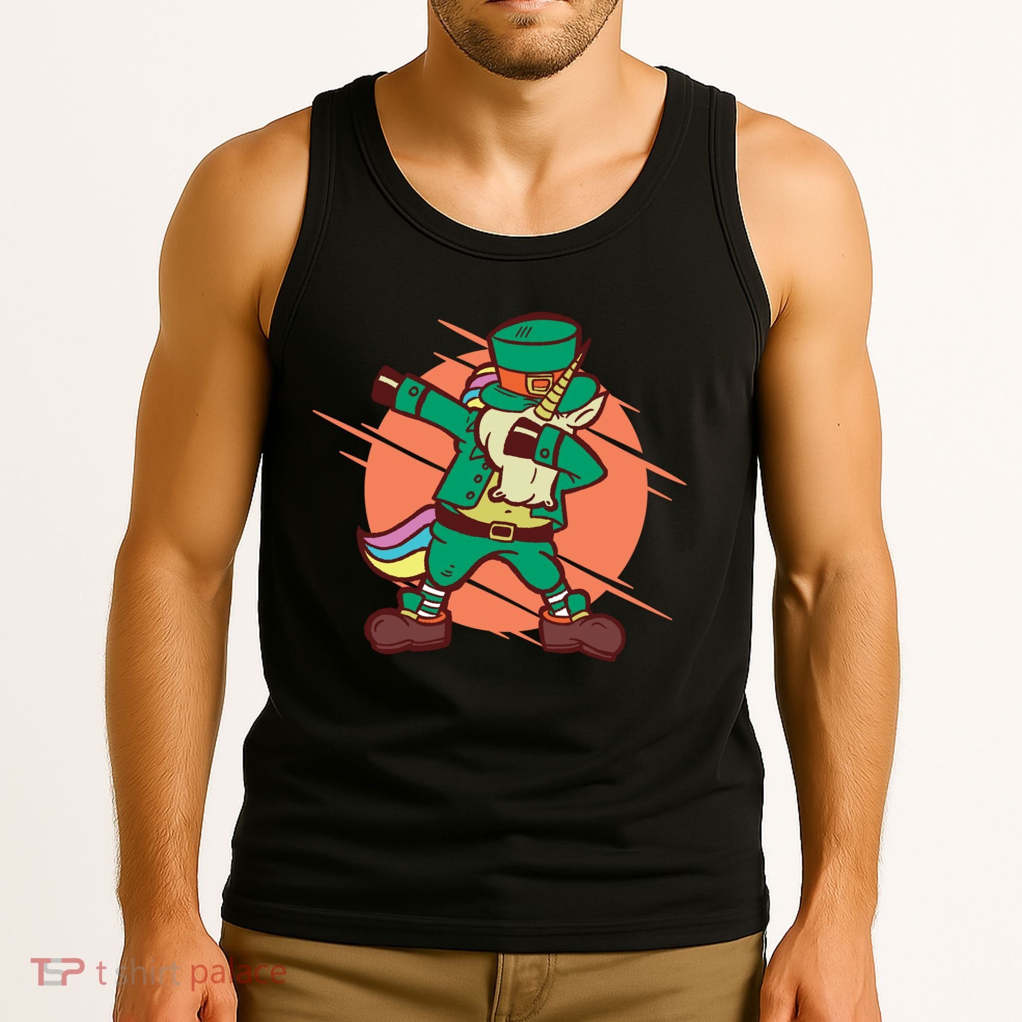 Leprechaun Dabbing Unicorn Tank Top