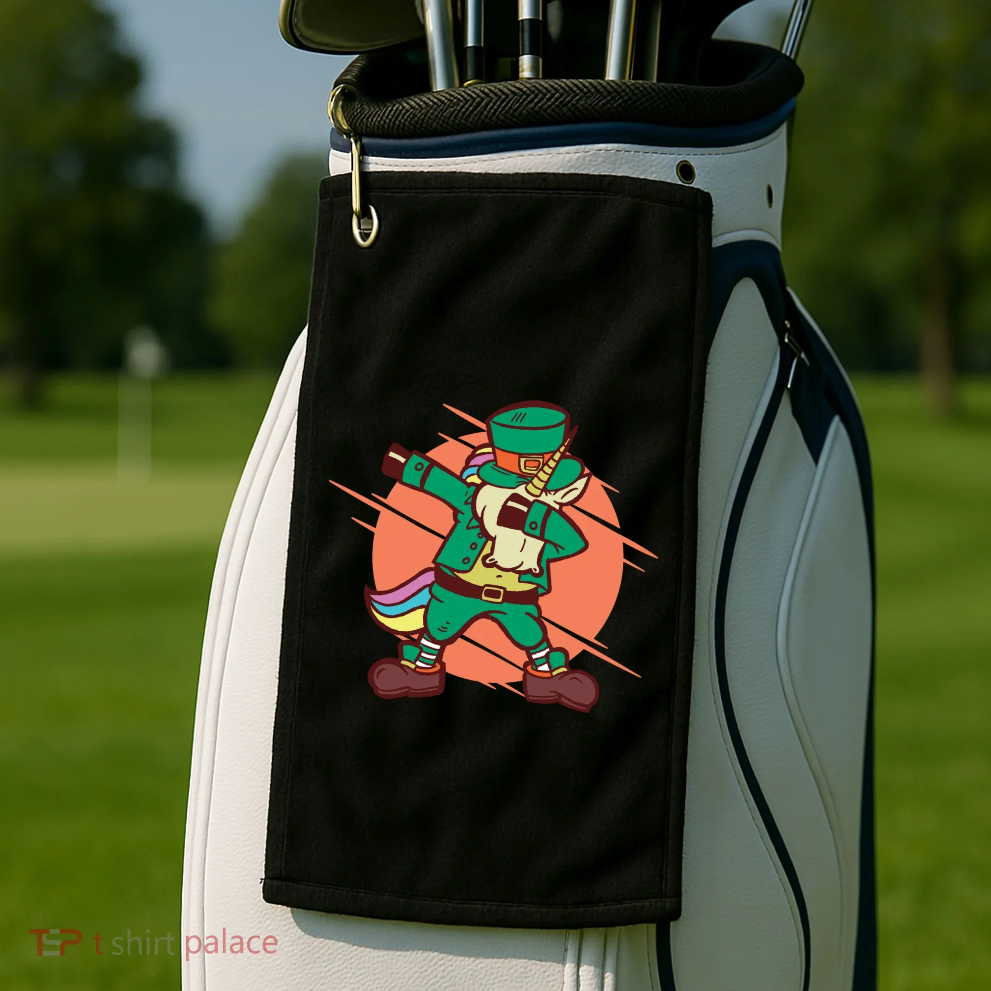Leprechaun Dabbing Unicorn Golf Towel