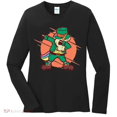 Leprechaun Dabbing Unicorn Women's Long Sleeve Shirt