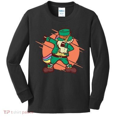 Leprechaun Dabbing Unicorn Kids Long Sleeve Shirt