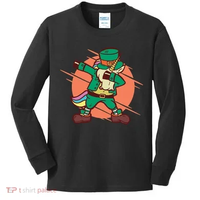 Leprechaun Dabbing Unicorn Kids Long Sleeve Shirt