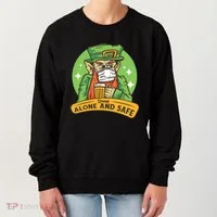 Leprechaun Drink Alone and Safe Funny Facemask Women's Sweatshirt thumb 0