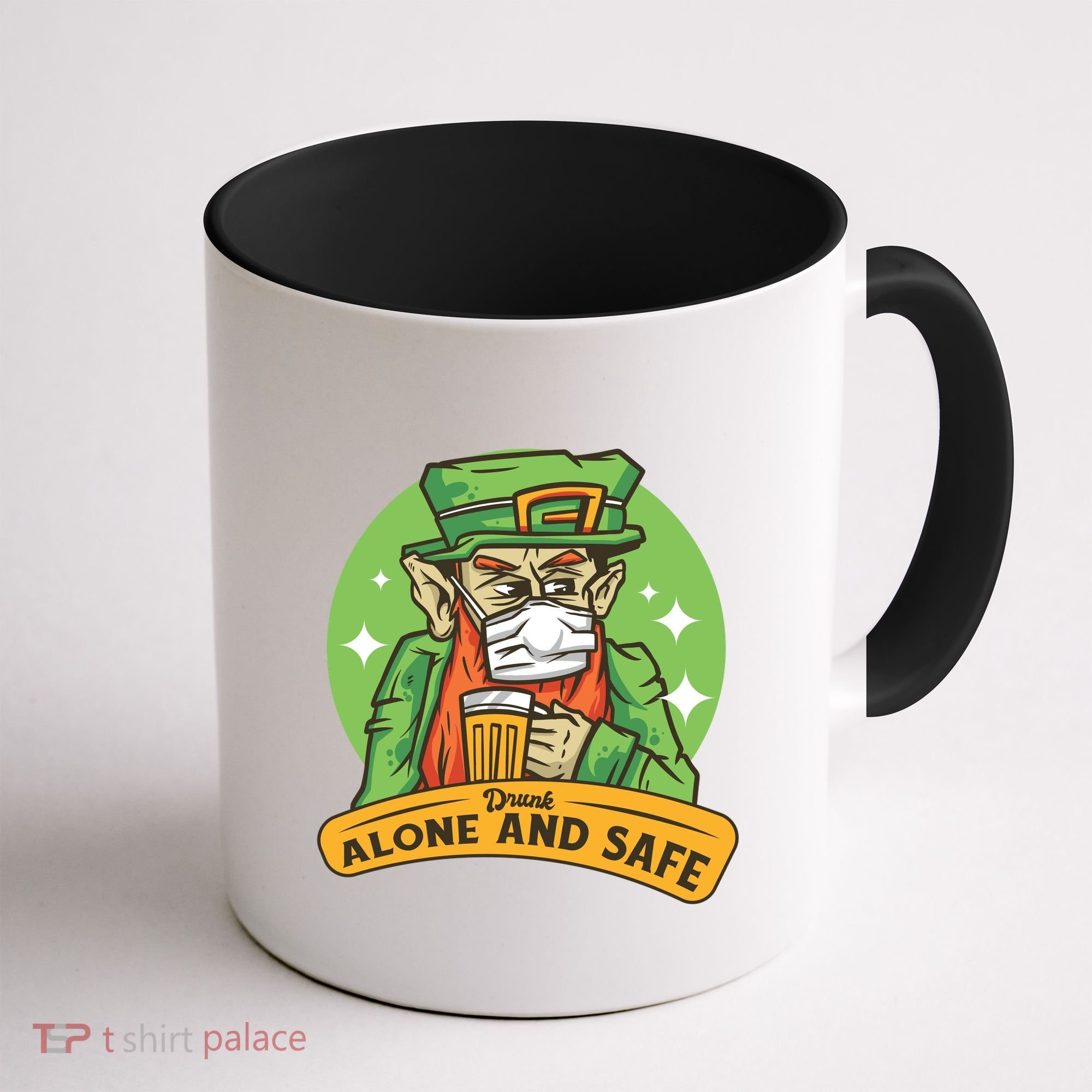 Leprechaun Drink Alone and Safe Funny Facemask Coffee Mug
