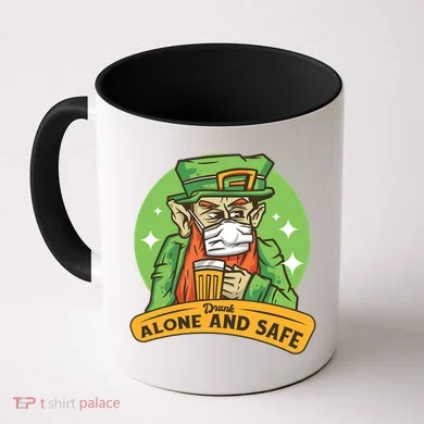 Leprechaun Drink Alone and Safe Funny Facemask Coffee Mug