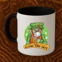Leprechaun Drink Alone and Safe Funny Facemask Coffee Mug thumb 2