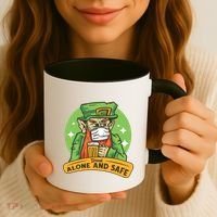 Leprechaun Drink Alone and Safe Funny Facemask Coffee Mug thumb 3