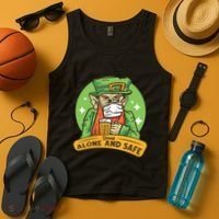 Leprechaun Drink Alone and Safe Funny Facemask Tank Top thumb 4