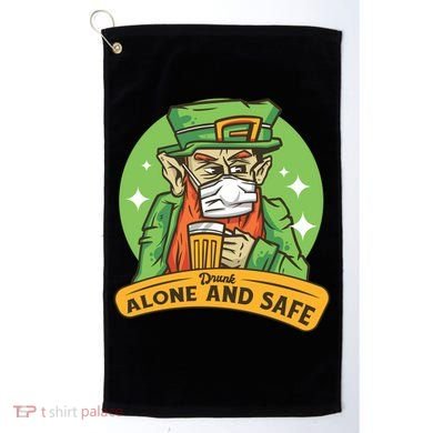 Leprechaun Drink Alone and Safe Funny Facemask Golf Towel