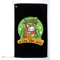 Leprechaun Drink Alone and Safe Funny Facemask Golf Towel thumb 0