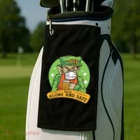 Leprechaun Drink Alone and Safe Funny Facemask Golf Towel thumb 2