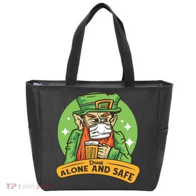 Leprechaun Drink Alone and Safe Funny Facemask Tote Bag