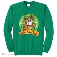 Leprechaun Drink Alone and Safe Funny Facemask Sweatshirt thumb 0