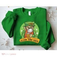 Leprechaun Drink Alone and Safe Funny Facemask Sweatshirt thumb 2