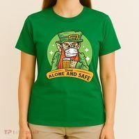 Leprechaun Drink Alone and Safe Funny Facemask T-Shirt thumb 4