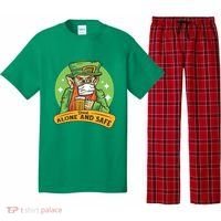 Leprechaun Drink Alone and Safe Funny Facemask Pajama Set thumb 0