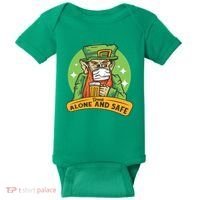 Leprechaun Drink Alone and Safe Funny Facemask Baby Bodysuit thumb 0