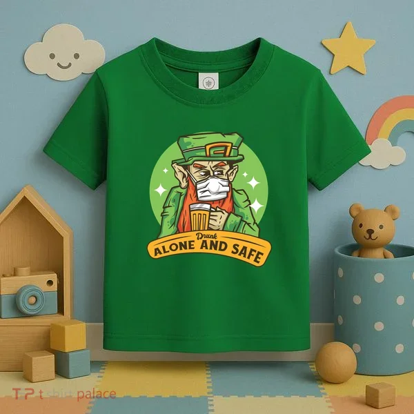 Leprechaun Drink Alone and Safe Funny Facemask Toddler T-Shirt
