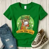 Leprechaun Drink Alone and Safe Funny Facemask Women's T-Shirt thumb 3
