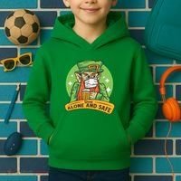 Leprechaun Drink Alone and Safe Funny Facemask Kids Hoodie thumb 2