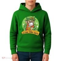 Leprechaun Drink Alone and Safe Funny Facemask Kids Hoodie thumb 4