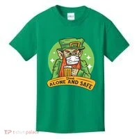 Leprechaun Drink Alone and Safe Funny Facemask Kids T-Shirt thumb 0