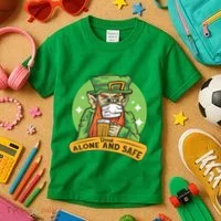 Leprechaun Drink Alone and Safe Funny Facemask Kids T-Shirt thumb 3