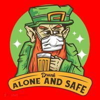 Leprechaun Drink Alone and Safe Funny Facemask Santa Hat thumb 1