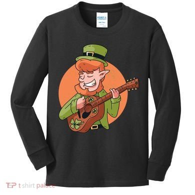 Leprechaun Guitarist Kids Long Sleeve Shirt