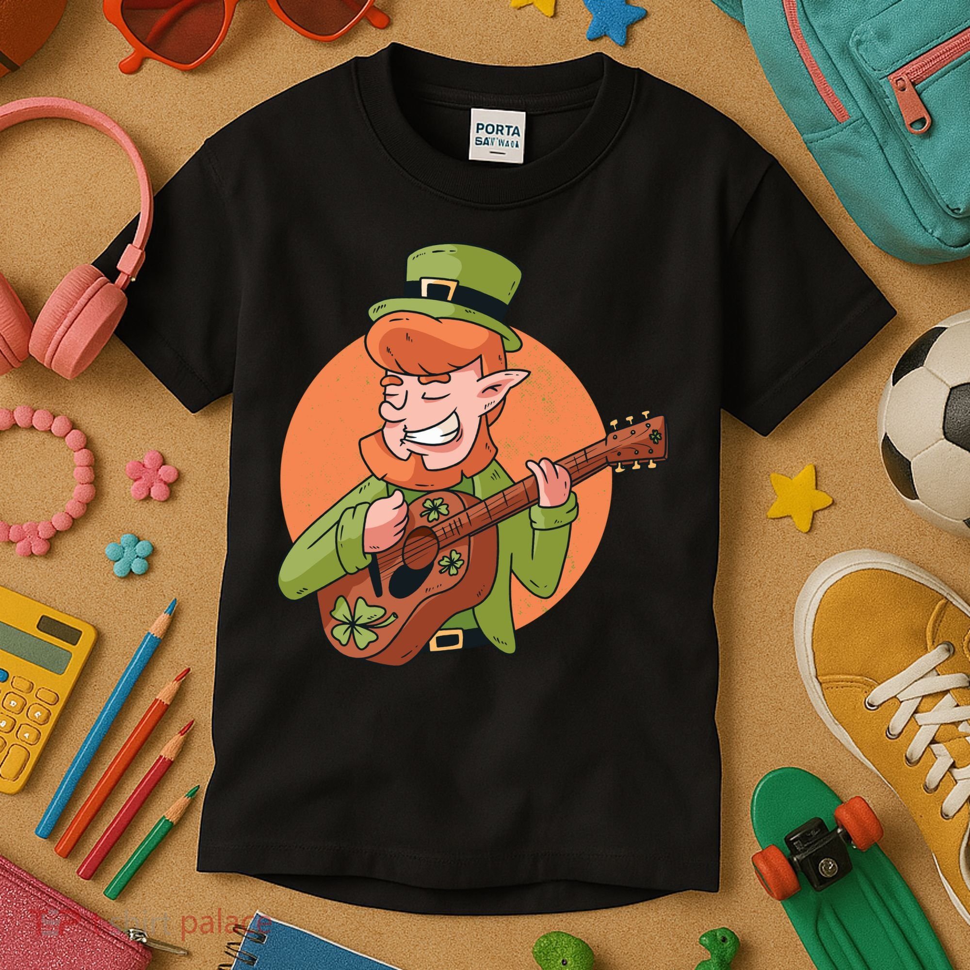Leprechaun Guitarist Kids T-Shirt