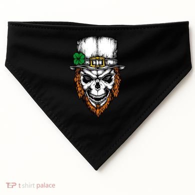 Leprechaun Irish Skull Skeleton Ginger Beard St. Patrick's Day USA-Made Doggie Bandana
