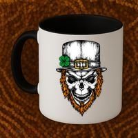 Leprechaun Irish Skull Skeleton Ginger Beard St. Patrick's Day Coffee Mug thumb 2