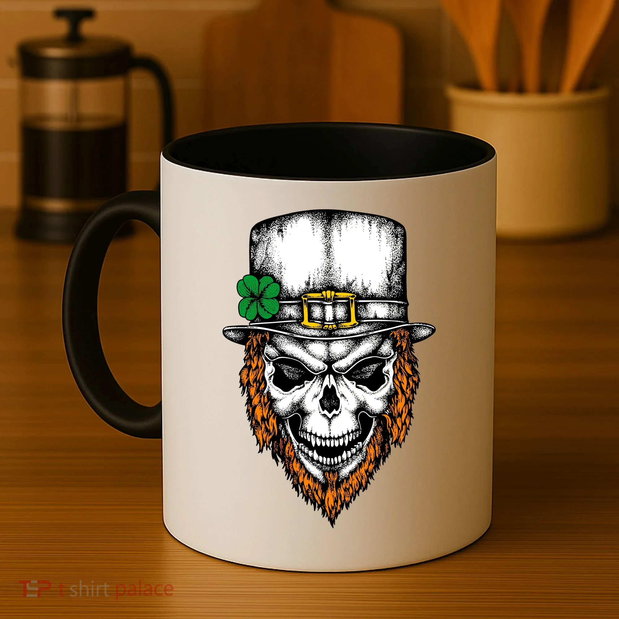 Leprechaun Irish Skull Skeleton Ginger Beard St. Patrick's Day Coffee Mug