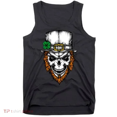 Leprechaun Irish Skull Skeleton Ginger Beard St. Patrick's Day Tank Top