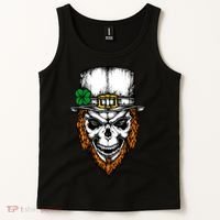 Leprechaun Irish Skull Skeleton Ginger Beard St. Patrick's Day Tank Top thumb 2