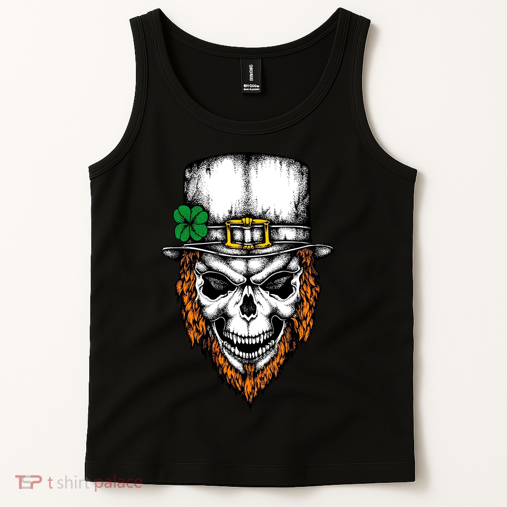 Leprechaun Irish Skull Skeleton Ginger Beard St. Patrick's Day Tank Top