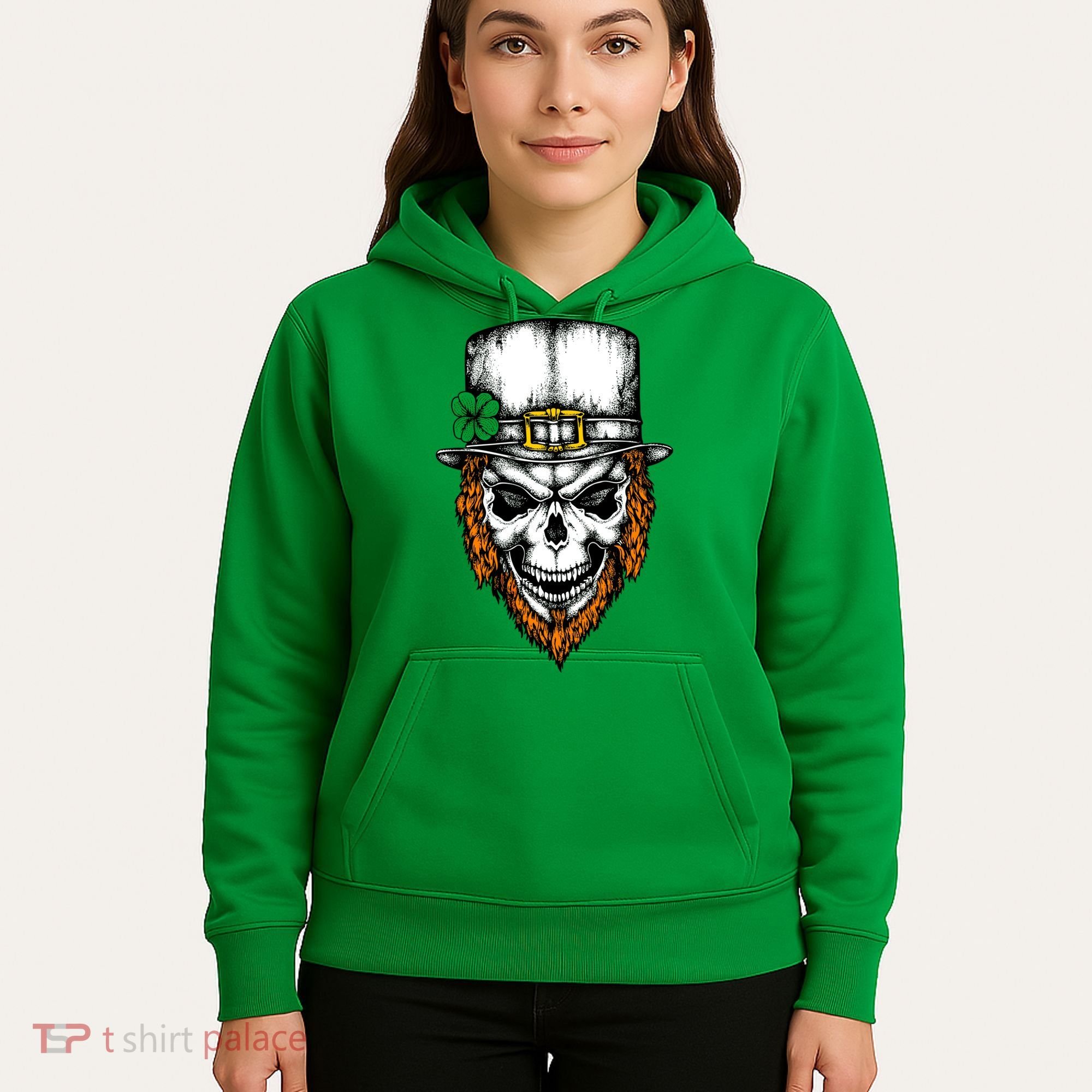 Leprechaun Irish Skull Skeleton Ginger Beard St. Patrick's Day Hoodie