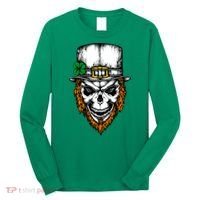 Leprechaun Irish Skull Skeleton Ginger Beard St. Patrick's Day Long Sleeve Shirt thumb 0