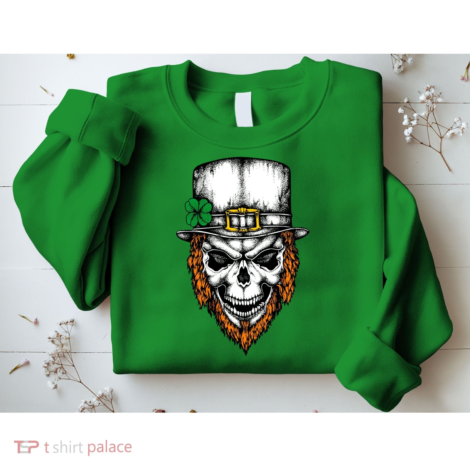 Leprechaun Irish Skull Skeleton Ginger Beard St. Patrick's Day Sweatshirt
