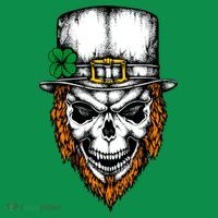 Leprechaun Irish Skull Skeleton Ginger Beard St. Patrick's Day Button thumb 1