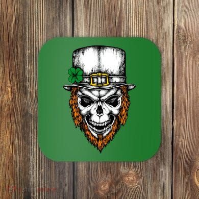 Leprechaun Irish Skull Skeleton Ginger Beard St. Patrick's Day Coaster